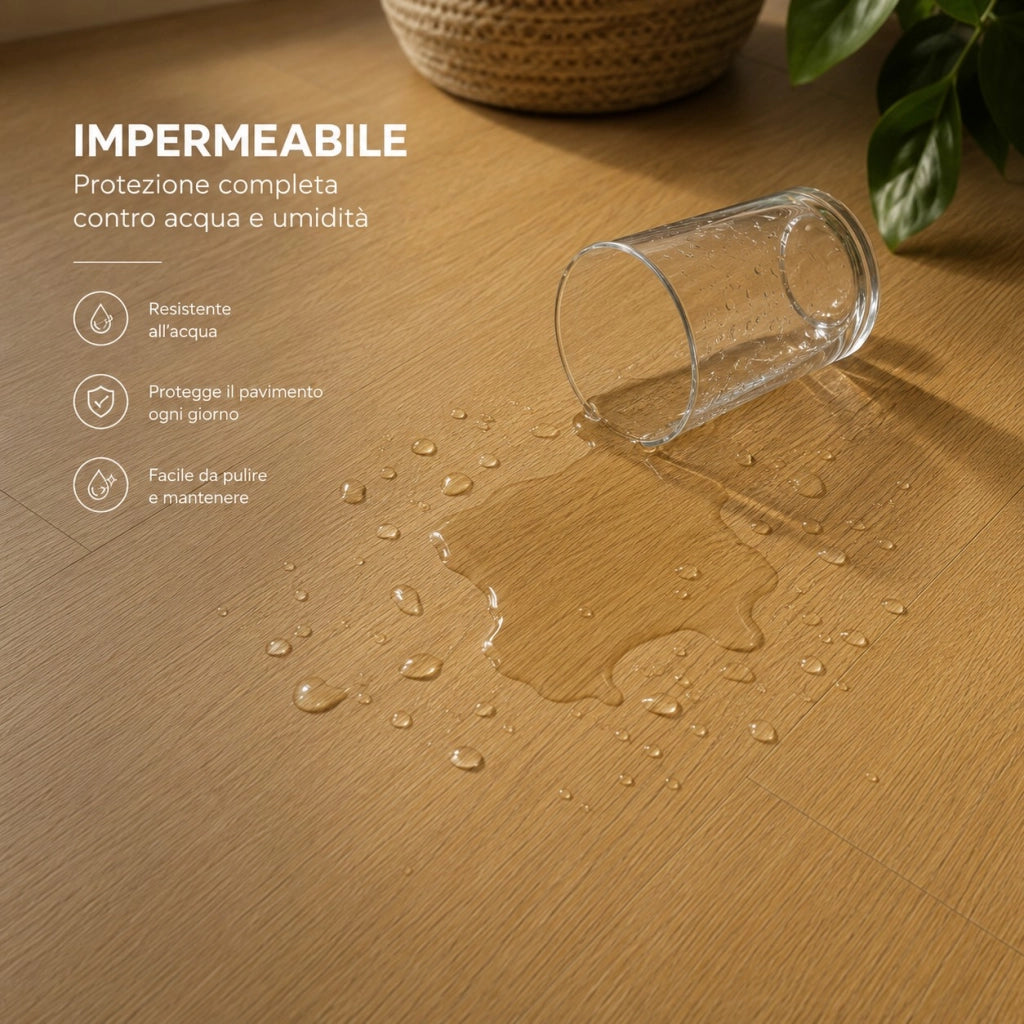 1 x 15 m (15 m²) Pavimento Vinilico a Rotolo Effetto Legno Miele Intenso – Spessore 2 mm con Feltro Fonoassorbente