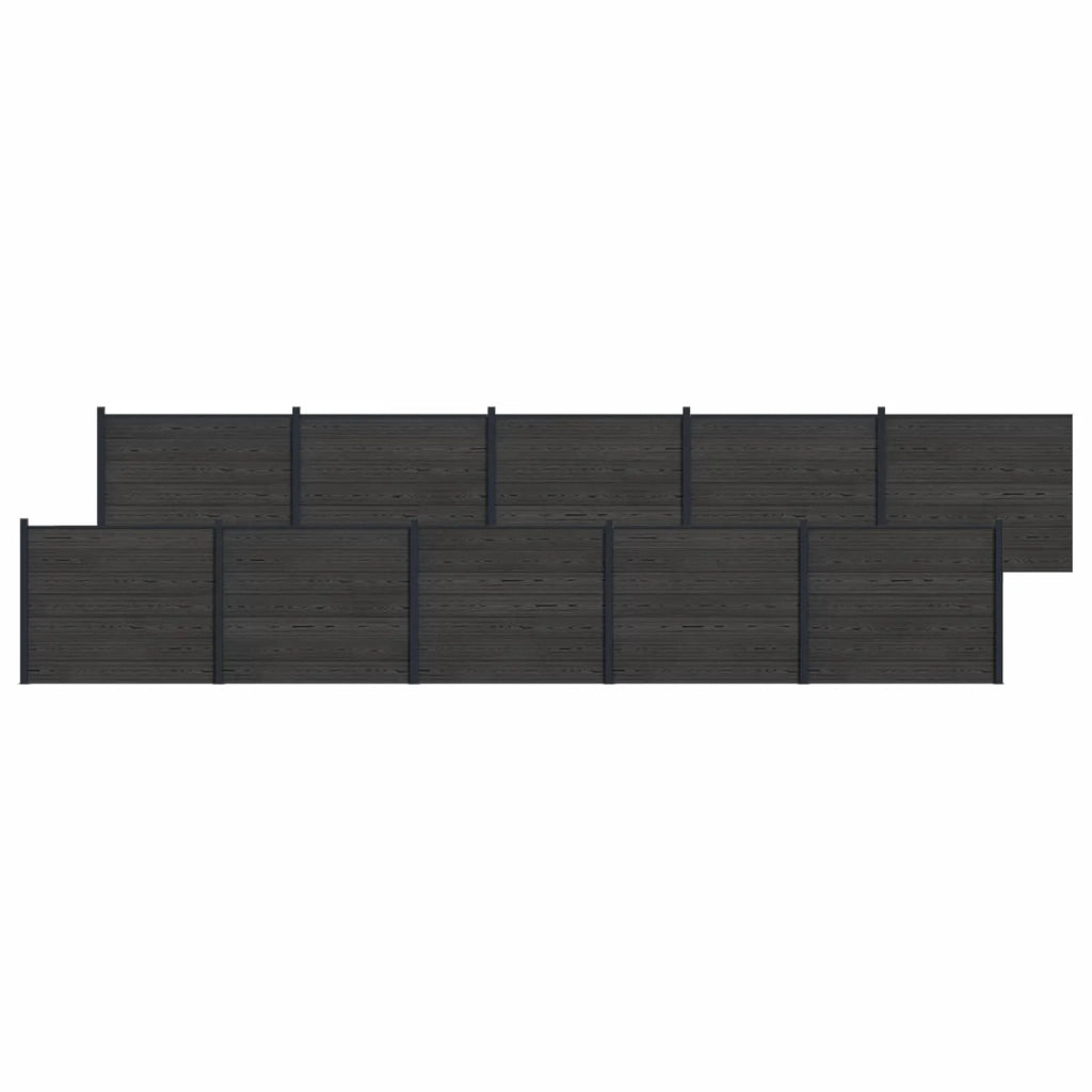 Pannello di Recinzione 10 pcs WPC e Alluminio Nero