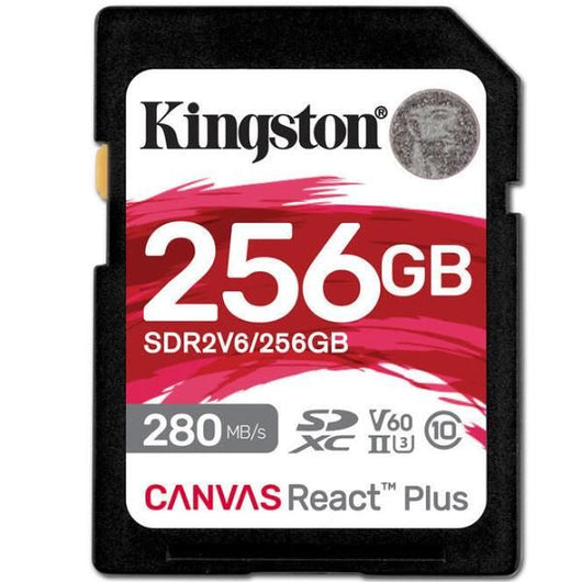 Kingston technology 256gb canvas react plus sdxc uhs-ii 280r/150w u3 v60 for full hd/4k - SDR2V6/256GB