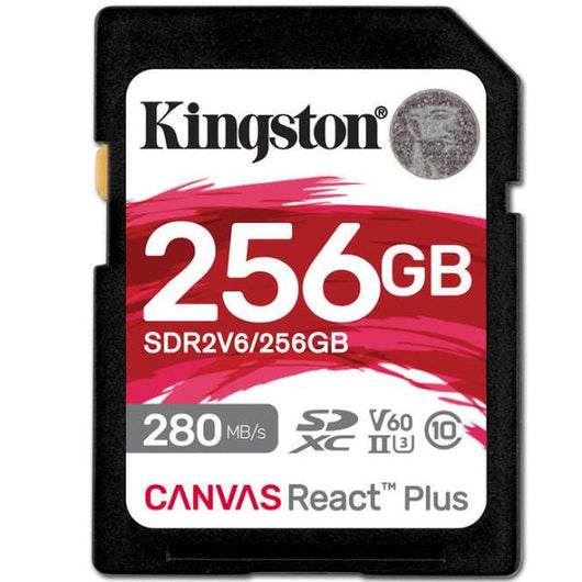 Kingston technology 256gb canvas react plus sdxc uhs-ii 280r/150w u3 v60 for full hd/4k - SDR2V6/256GB