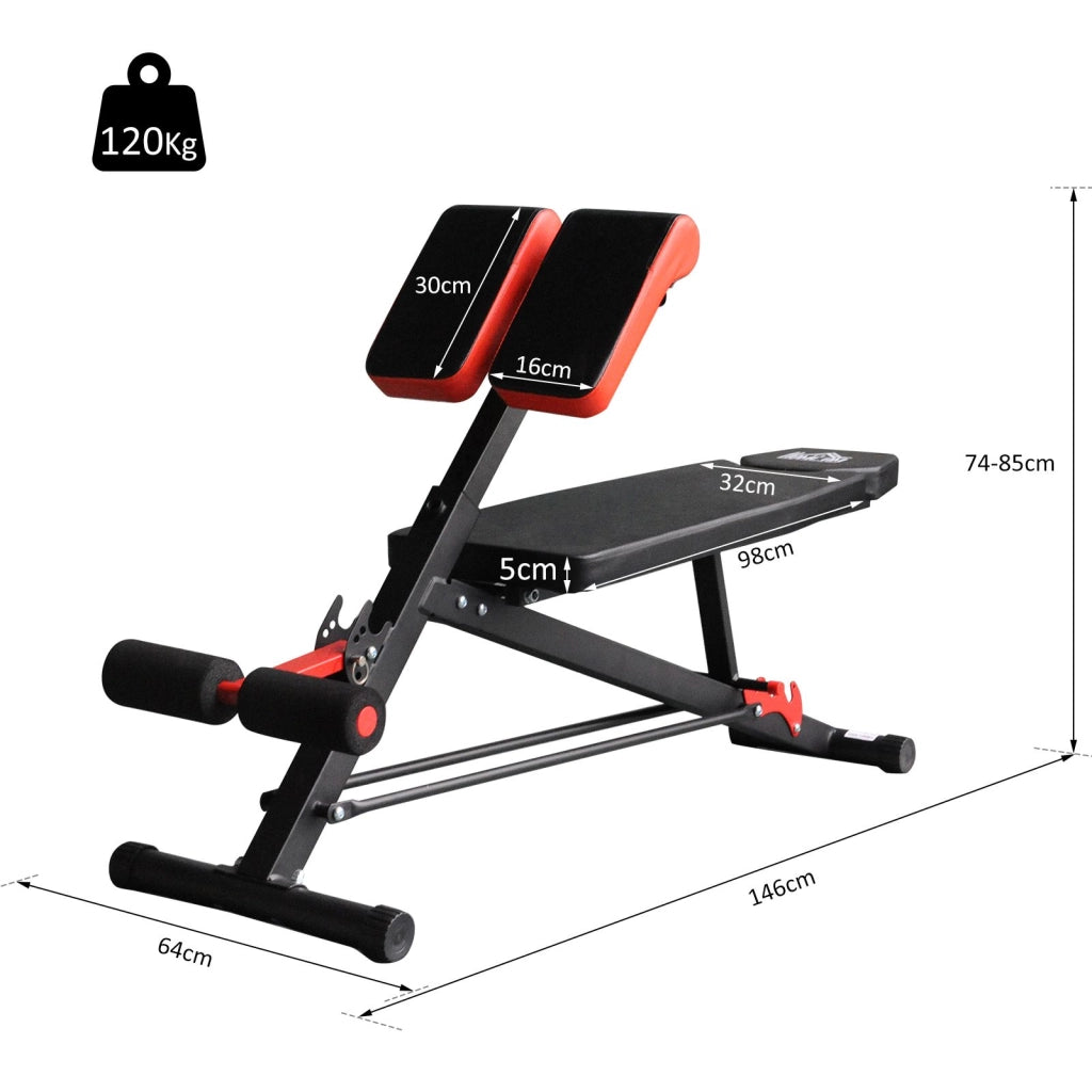 EasyComfort Panca Piana Palestra, Panca Pesi Regolabile per Allenamento a Casa, Panca Palestra Multifunzione con 1 Regolazione Piana e 2 Reclinazioni, 4 Regolazioni del Piede, Nero