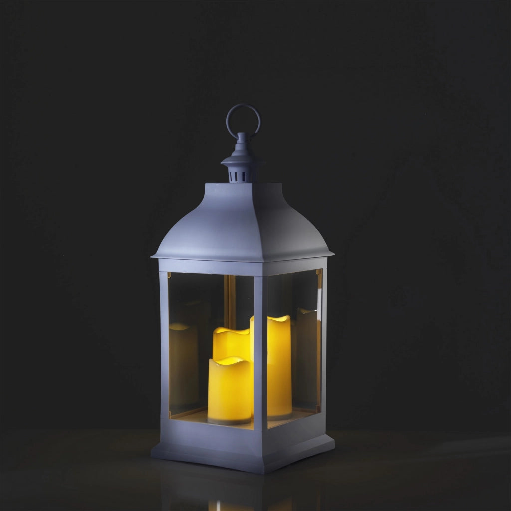 Lampada decorativa in plastica bianca cm. L.23,5 x P.23,5 x H.54
