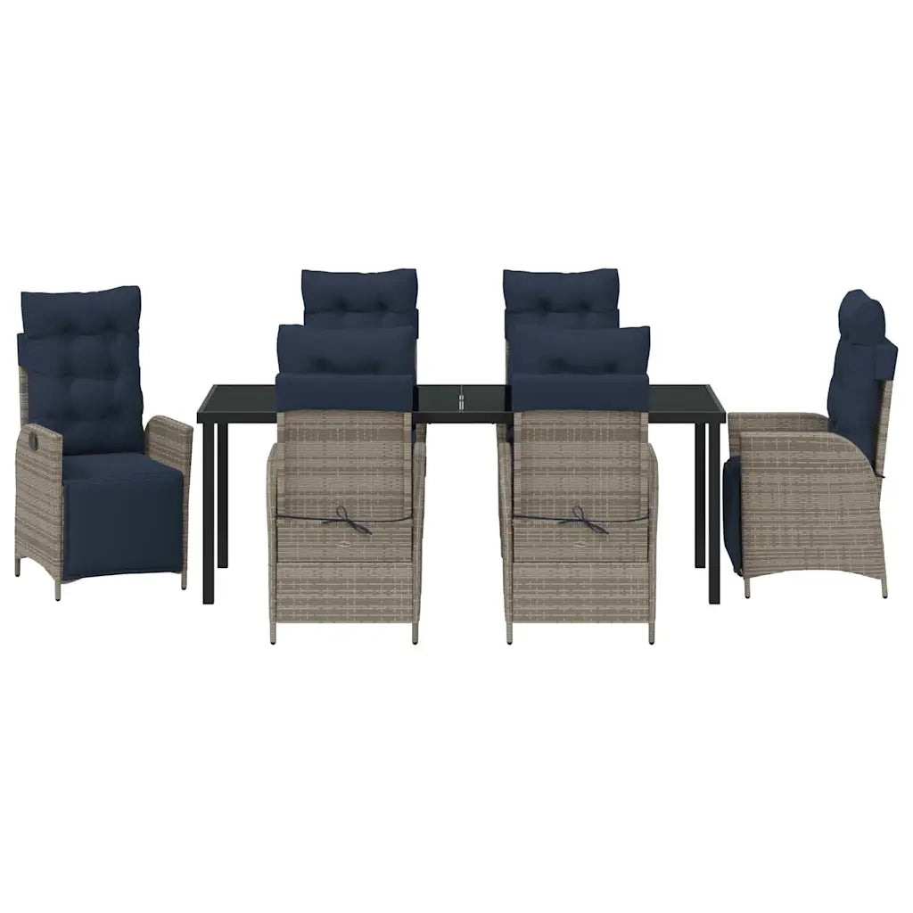 Set da Pranzo per Giardino 7 pcs Grigio e Nero Rattan 3380587