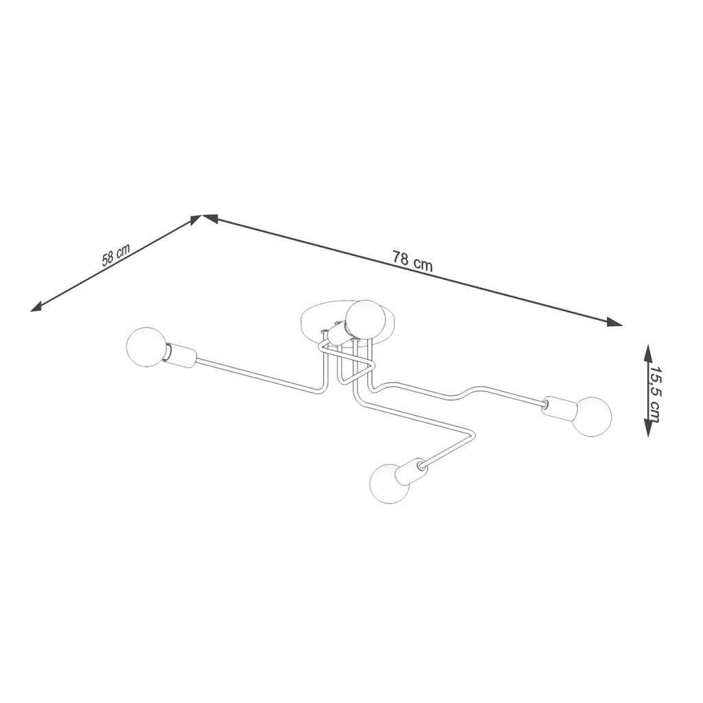 Lampada da soffitto VECTOR in acciaio nero 4x E27 LED Max 15W Luce industriale