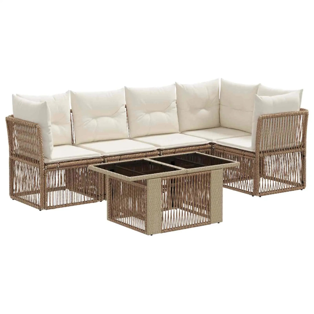 Set Divano da Giardino 6 pz Beige polyrattan 3436467