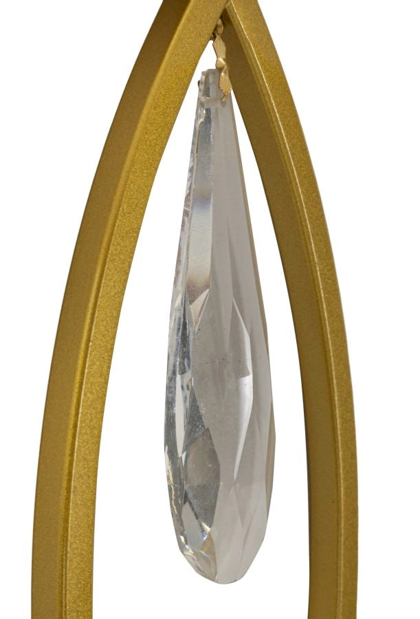 Lampada da Muro Vienna 16x15x50 cm in Ferro e Tessuto Oro e Bianco