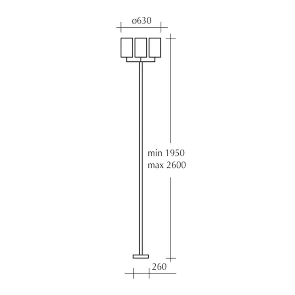 Palo Esterno Sawyer Alluminio Nero 3 Luci E27 Ip44