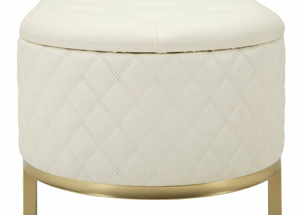 Panca Golfo, Panchina multiuso, Seduta per ospiti, Cassapanca multifunzione, 120x40 h43 cm, Bianco e Oro
