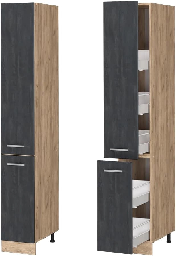 Armadio da farmacia R-Line, Calcestruzzo nero, 30 cm, per la libera combinazione all'interno di sistemi cucina modulari