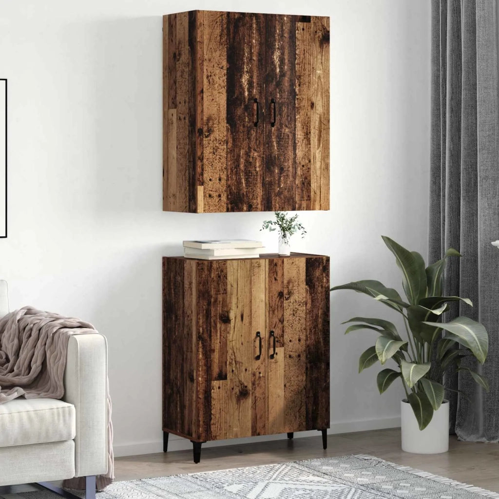 Credenza 2 pz | Madia | Buffet da pranzo | Armadio da pranzo Legno vecchio Legno multistrato