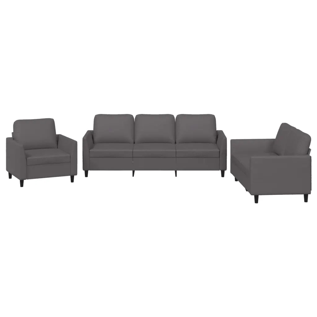 Set di Divani 3 pz con Cuscini Grigio in Similpelle 3201742