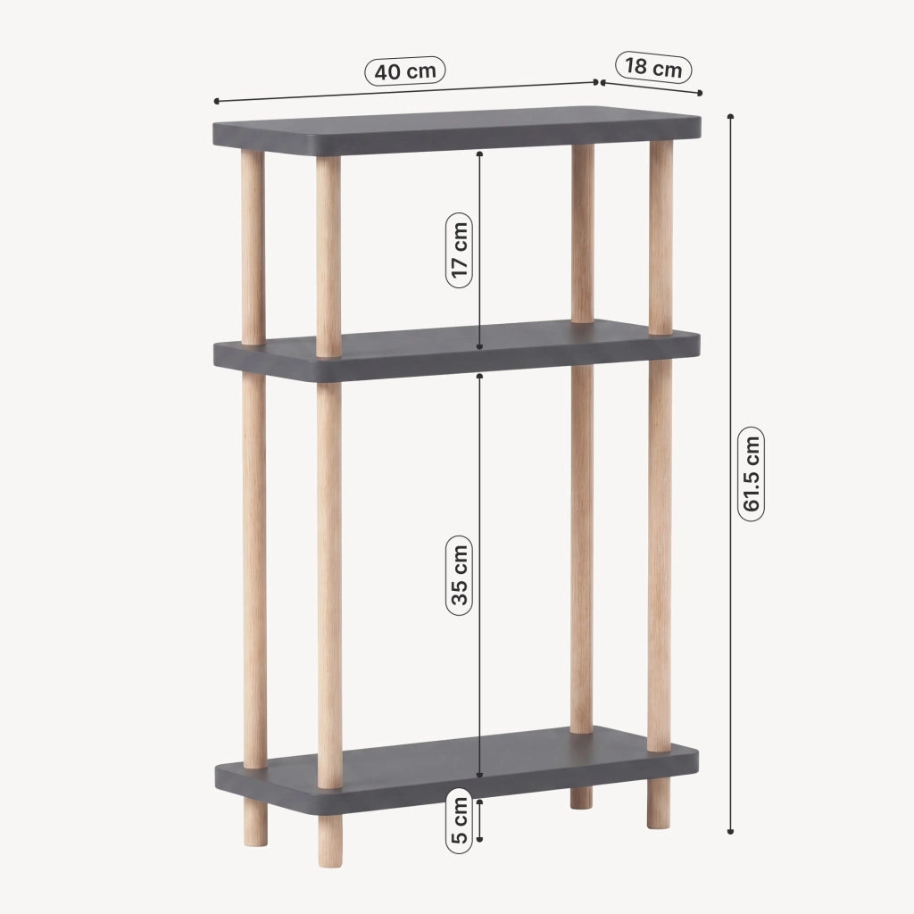 Scaffale da Terra Multiuso Nampernu a 3 Piani 62 x 40 x 18 cm - Grigio Antracite [en.casa]