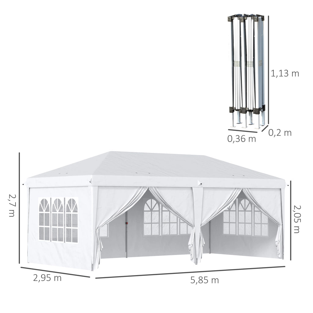 Tenda da giardino pieghevole ¨C zephmum ¨C 5.85x2.95x2.7 m bianco