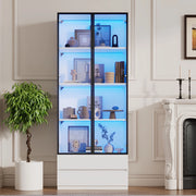 Vetrina 80x34x200 cm con LED controllabile da app e 2 cassetti bianca