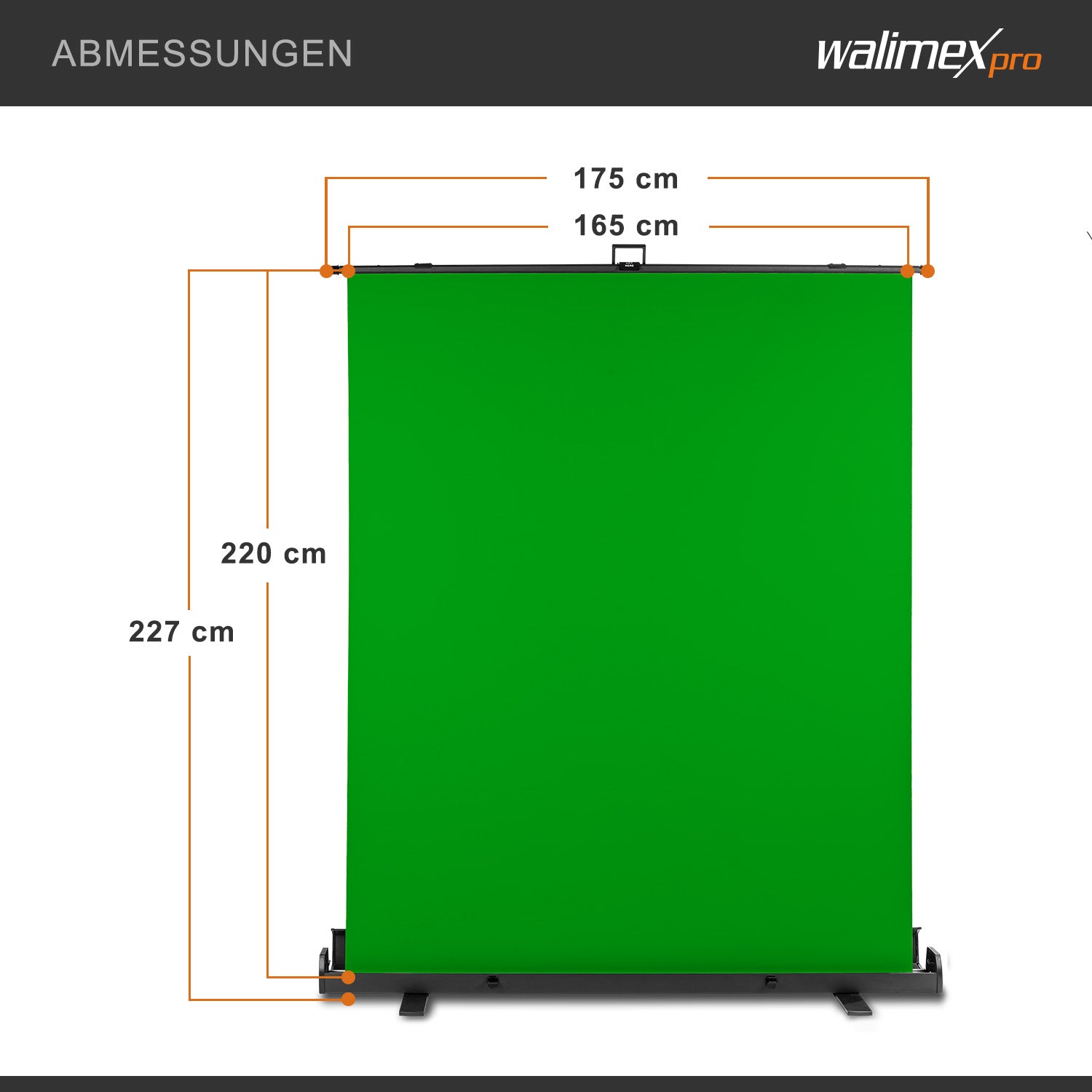 Fondale fotografico a rullo verde 165 x 220 cm, sfondo avvolgibile con supporto, sistema per studi fotografici, pannello ingualcibile ideale per chroma key