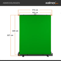 Fondale fotografico a rullo verde 165 x 220 cm, sfondo avvolgibile con supporto, sistema per studi fotografici, pannello ingualcibile ideale per chroma key