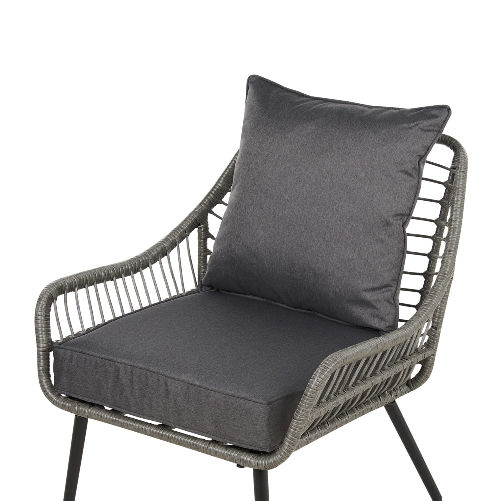 Set da Balcone con Tavolino e 2 Sedie in Finto Rattan Beige con Cuscini da esterno giardino terrazzo balcone