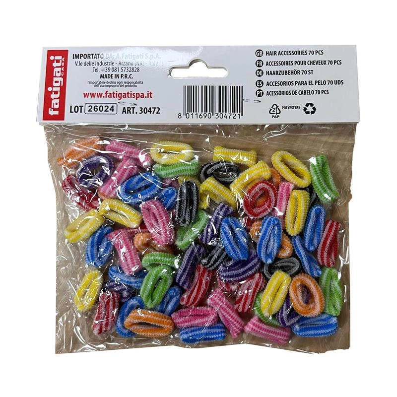 ELASTICI PER CAPELLI MATERIALE IN POLIESTERE BICOLORE 70 PZ