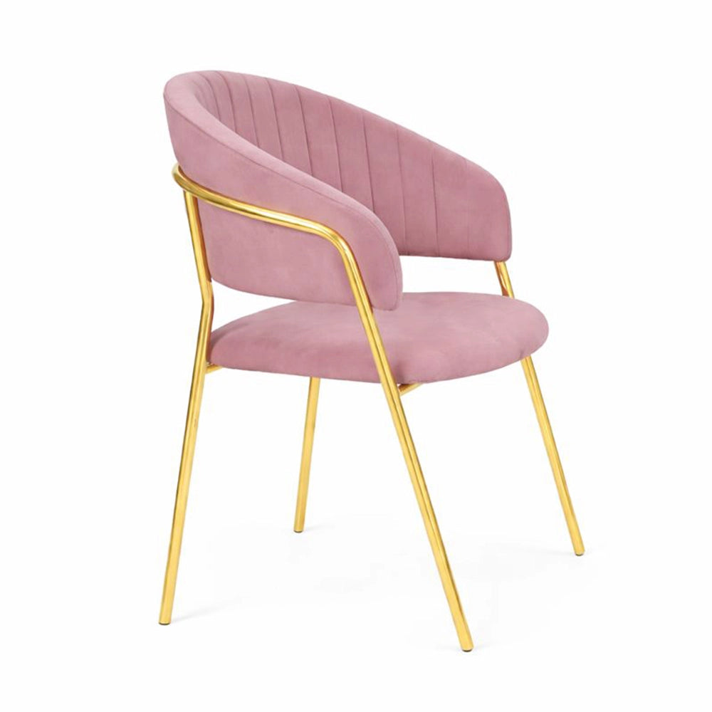 Sedie da sala da pranzo set da 2 Aurelia con schienale in velluto rosa