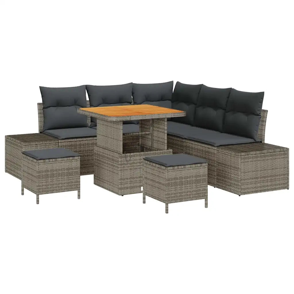 Set Divano da Giardino con cuscino 8 pcs Grigio polyrattan 3362783