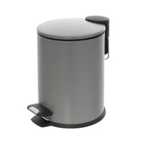Pattumiera bagno in acciaio grigio con pedale e coperchio slim 3 lt