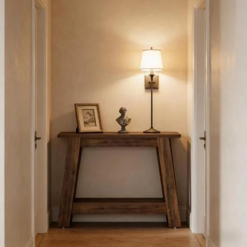 Console da ingresso 105x30x80 cm marrone rustico, 2 livelli, in legno