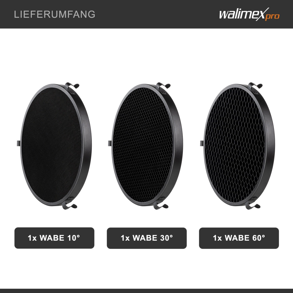 set a nido d'ape per riflettori standard - Set di 3 pezzi per luce direzionale