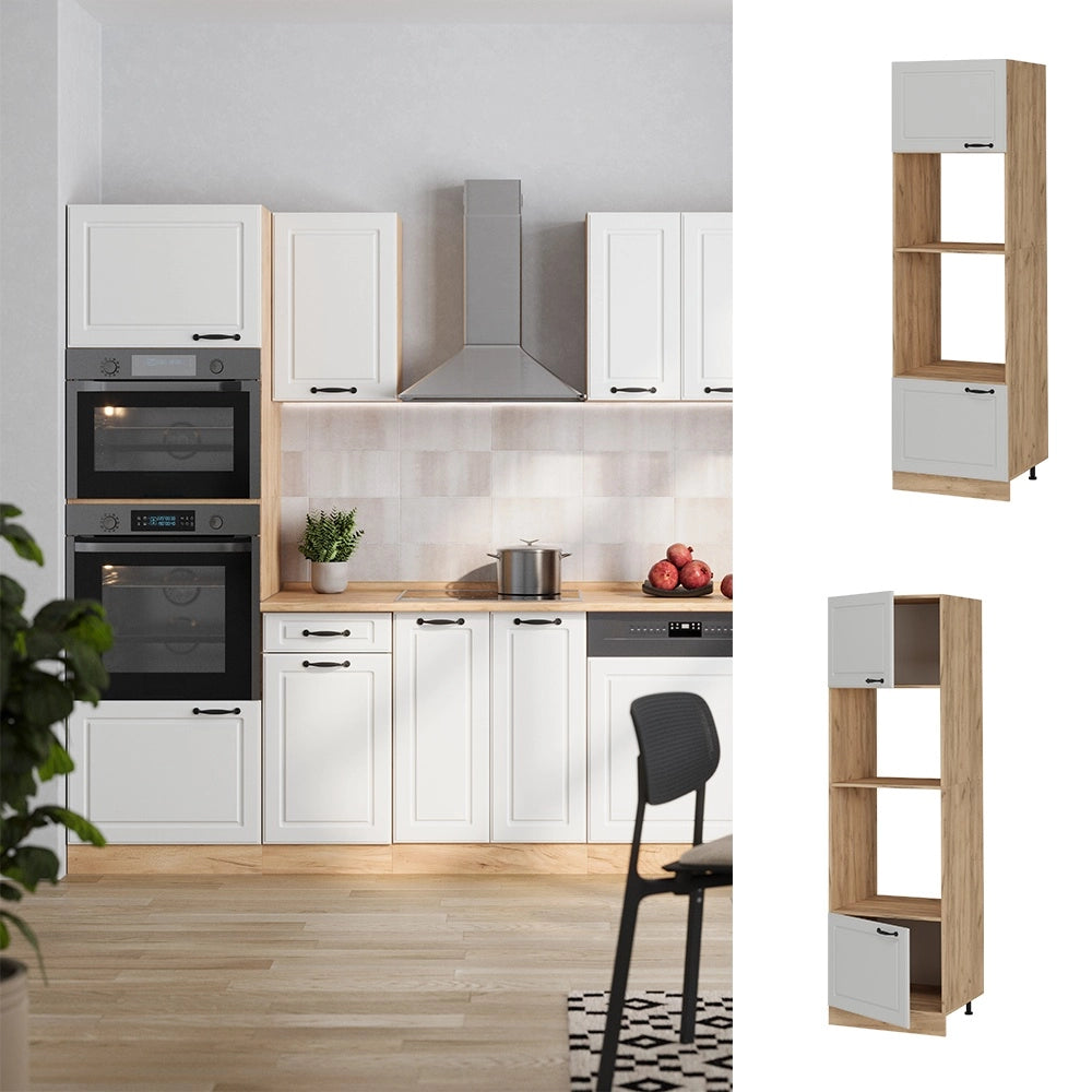 Mobile cucina microonde R-Line Bianco rustico/Rovere dorato 60 cm Vicco