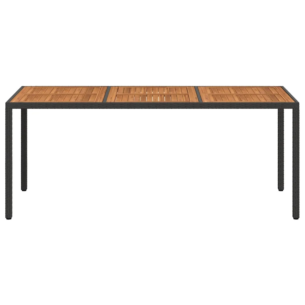 Tavolo da Giardino 190x90x75 cm Polyrattan Legno di Acacia Nero cod mxl 57270