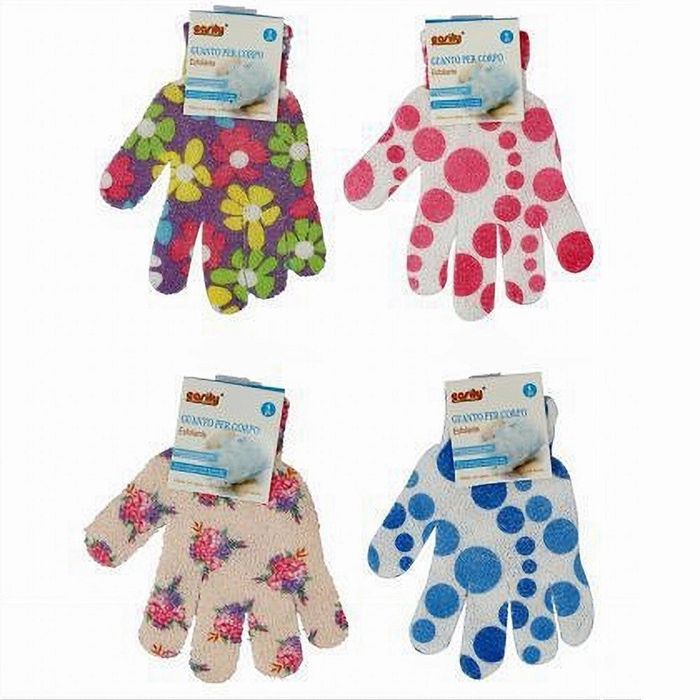 Trade Shop - Set 4pz Guanto Doccia Bagno Massaggio Esfoliante Pelle Corpo Varie Fantasie 79285 -