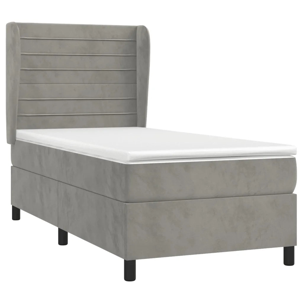 Giroletto a Molle con Materasso Grigio Chiaro 90x190 cm Velluto 3129243