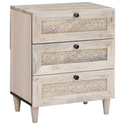 vidaXL Comodino Beige 50 x 33 x 60 cm legno massello di mango