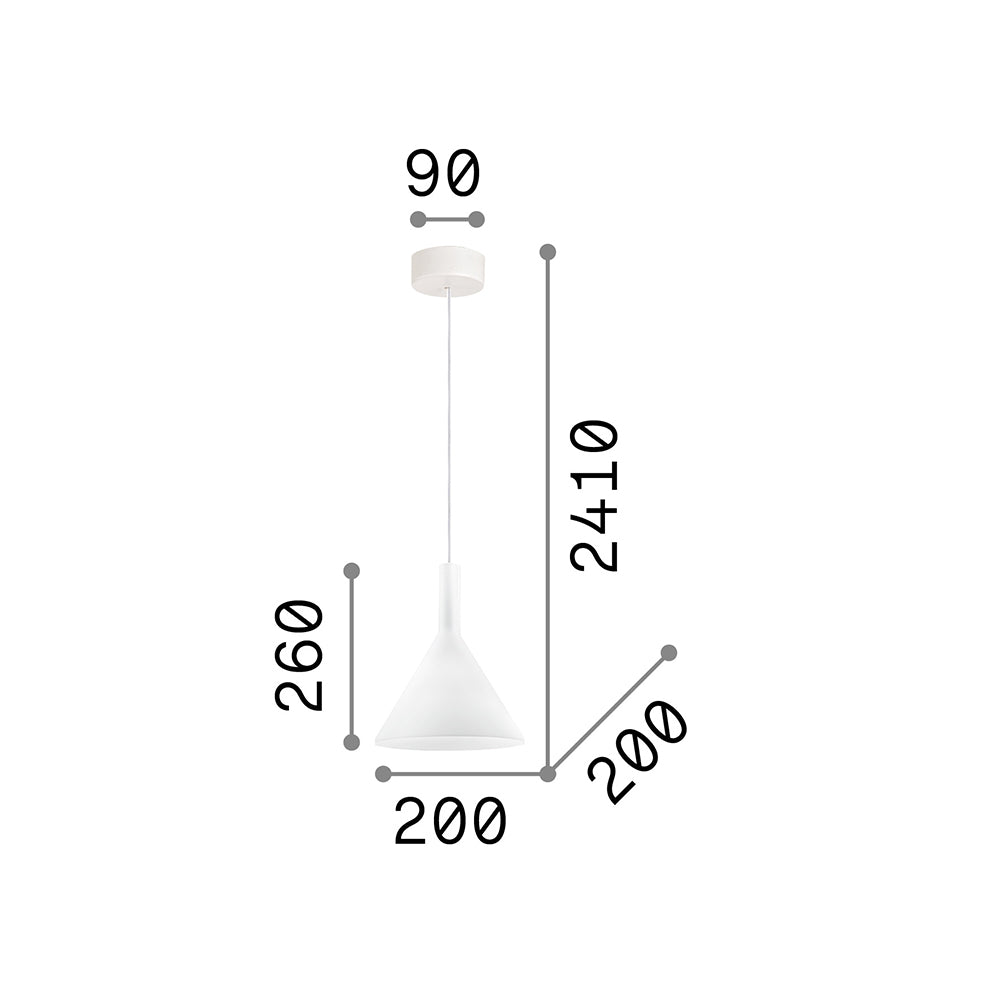Sospensione Moderna Cocktail Vetro Bianco 1 Luce E14