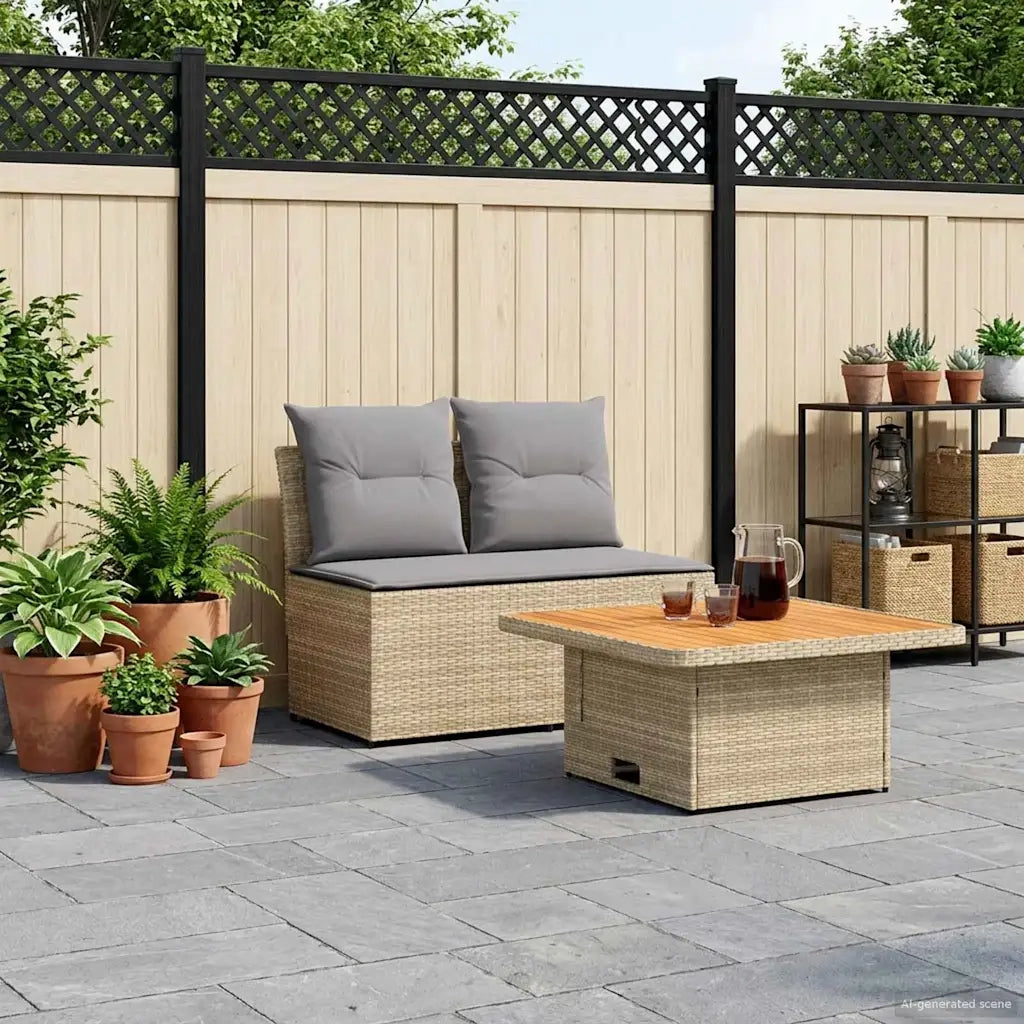 2 Pezzo Divano medio da giardino con tavolino a scomparsa 42025393