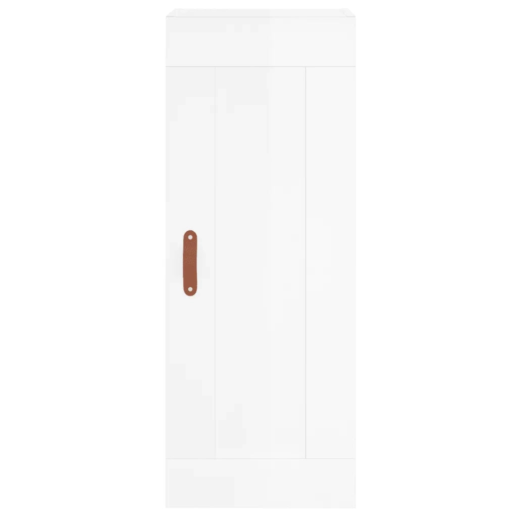 Credenza-Buffet-Armadio da cucina 34,5x34x180 cm in Legno Multistrato Bianco Lucido 755086