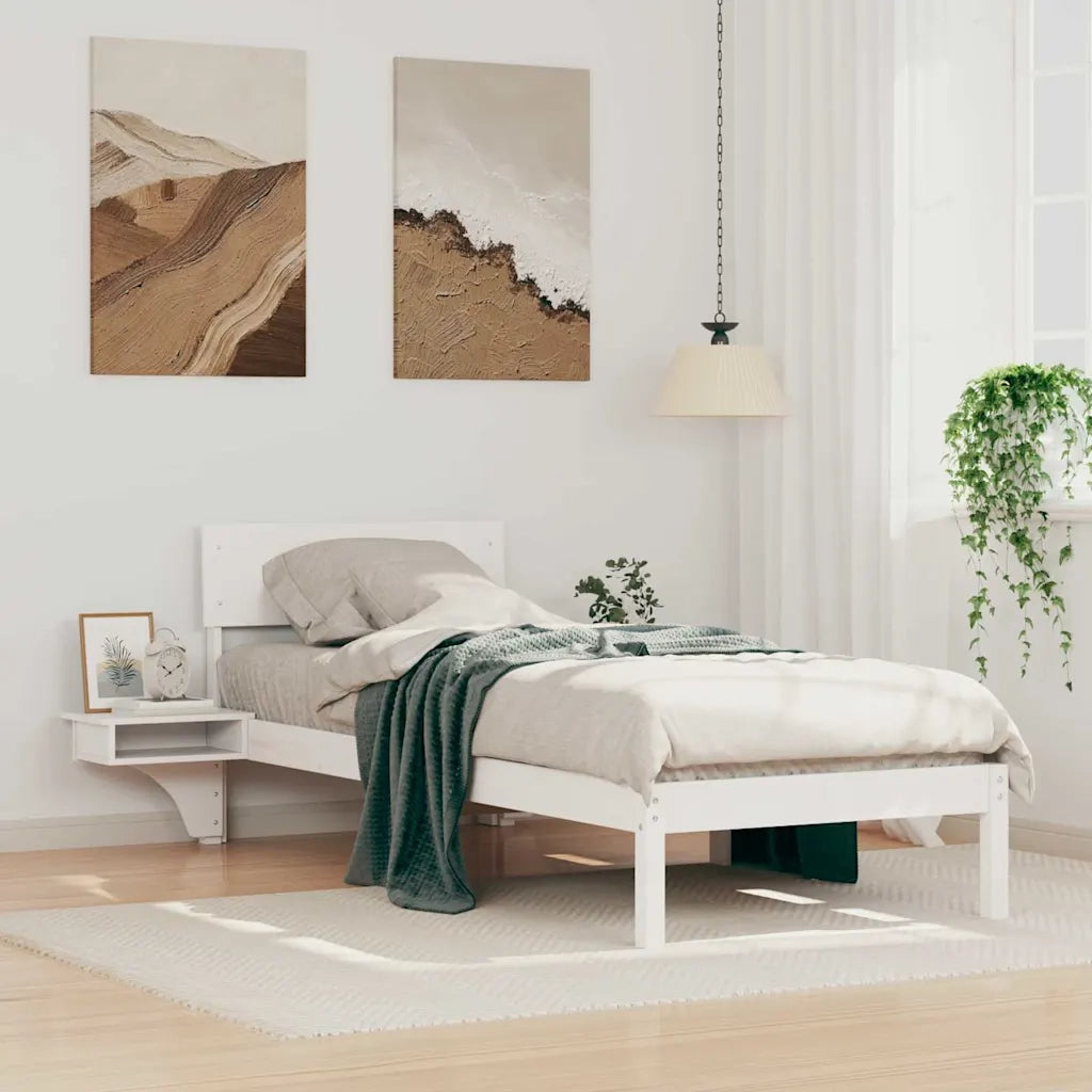 Letto singolo | Letto per adulti | Struttura del letto Bianco 75 x 190 cm Pino massello