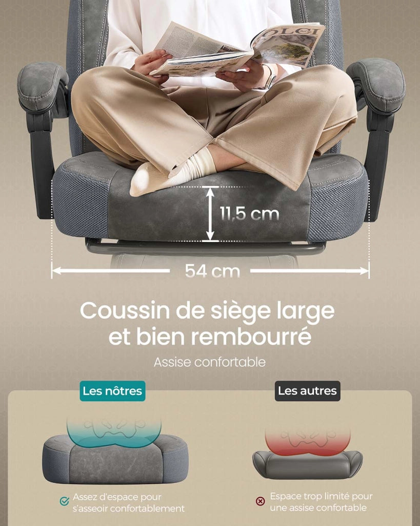 Comoda sedia da ufficio spessore 10 cm altezza regolabile ergonomica grigia 12_0005899