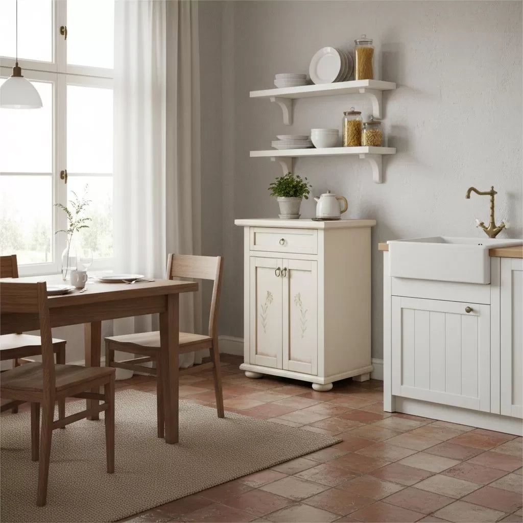 Madia credenza 2 porte 1 cassetto avorio patinato l.64 p.32 h.81 - Mobili 2G