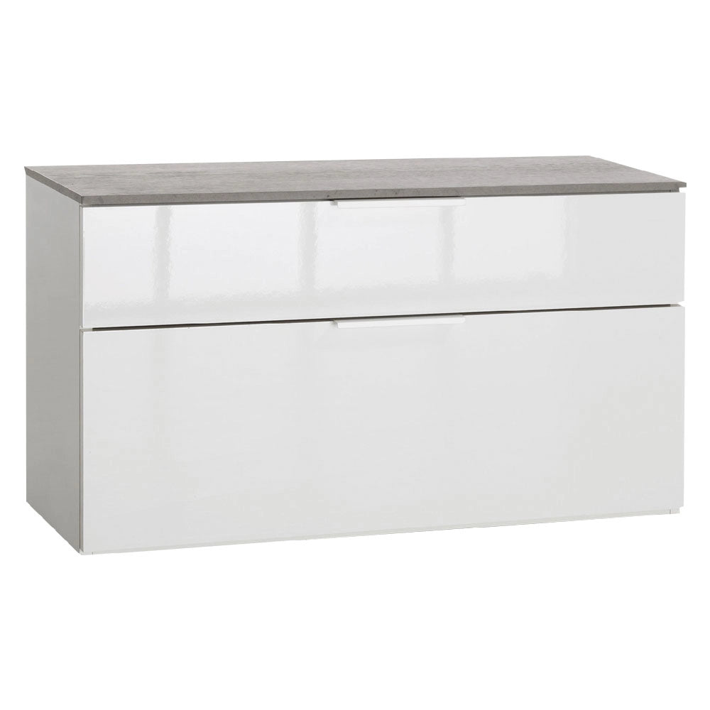PANCA DOPPIO CASSETTO LINEA 'GALAVERNA' cm. 35 x 90 x h.50 - cemento/bianco  - COMPOSAD