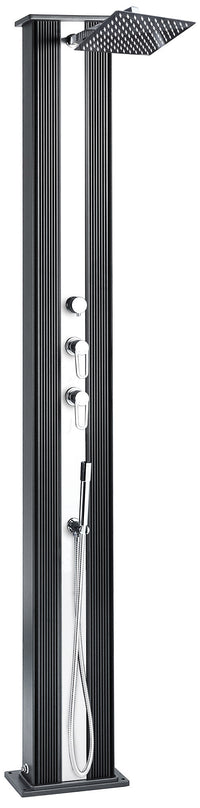 Doccia Solare Ibrida da Giardino 40L Miscelatore e Doccetta Lavapiedi Antracite/Alluminio