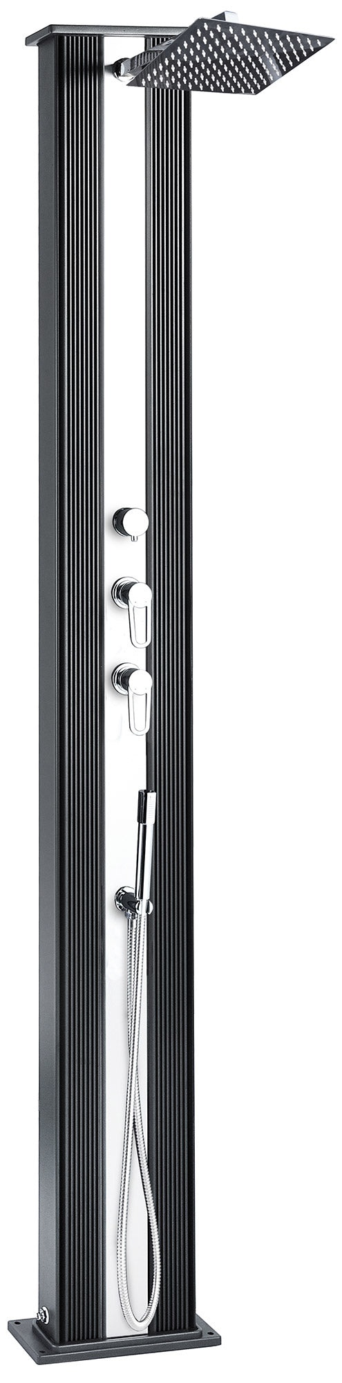 Doccia Solare Ibrida da Giardino 40L Miscelatore e Doccetta Lavapiedi Antracite/Alluminio