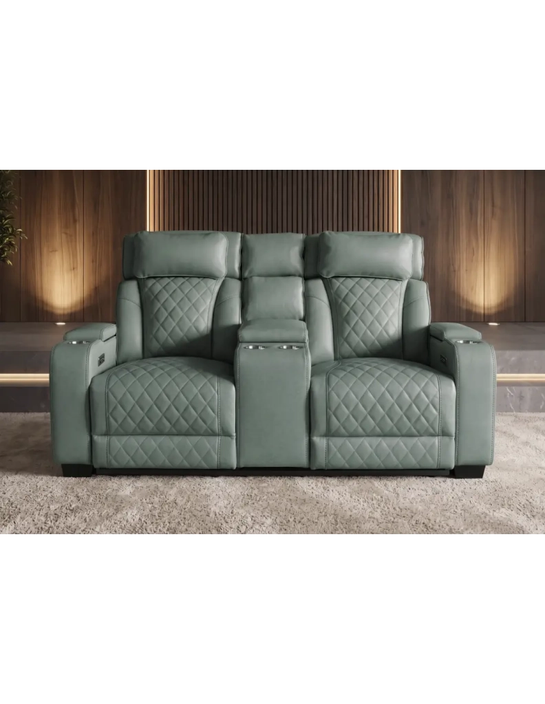 Divano cinema relax DOMUS 2 posti in similpelle – Verde menta – 190 x 101 x 103 cm