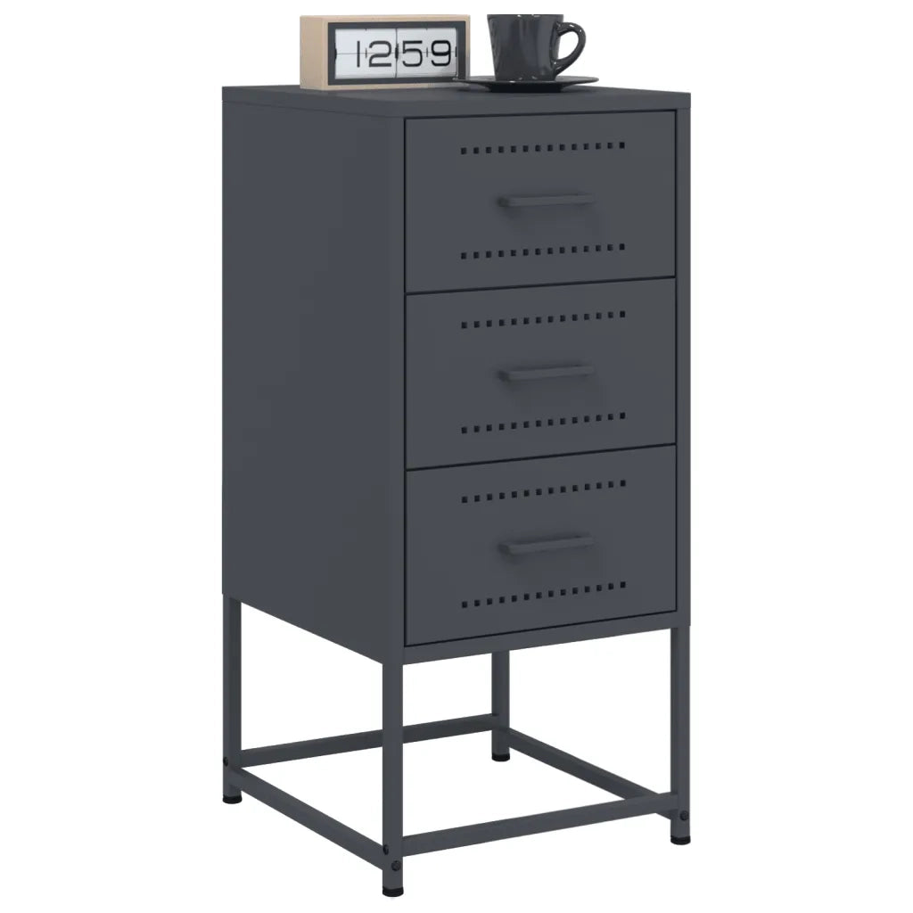 Comodini 2 pz-Set di 2 Tavolino da notte Antracite 36x39x78 cm in Acciaio 450961