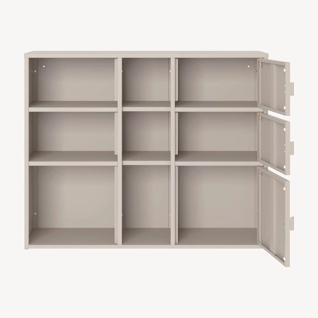 Mobile Contenitore da Ufficio Kliri in Acciaio con 6 Vani Aperti e 3 Ante 100 x 32 x 81 cm - Color Cammello [en.casa]