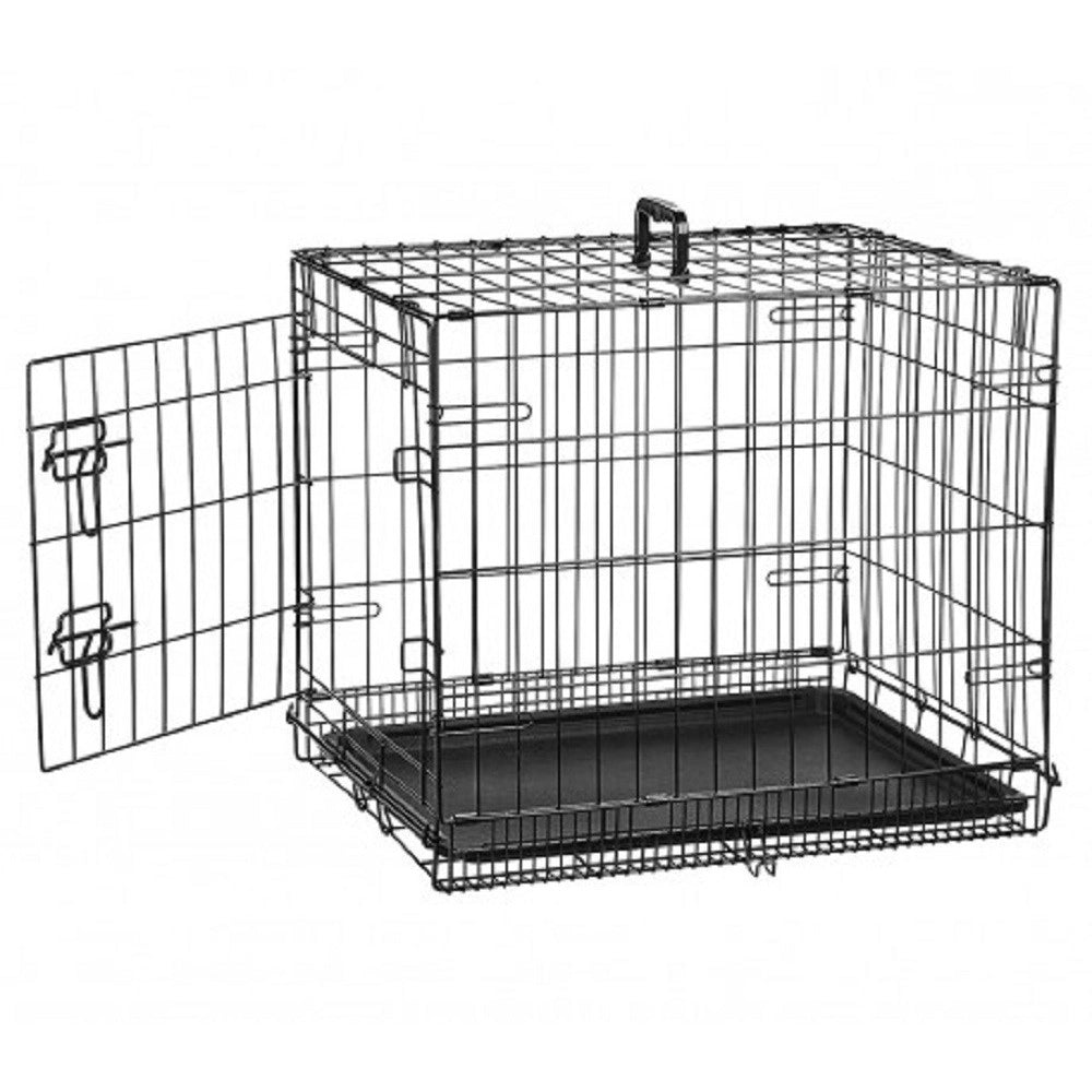 Trade Shop - Gabbia Per Cani Cane In Metallo Nero 96 X 84 X 64 Cm Per Trasporto Con Ruote -