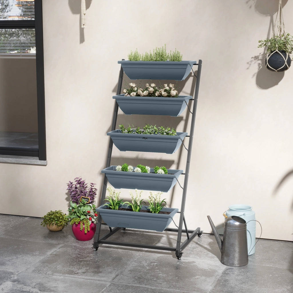 Scaletta Piante Scaffale Fiori ¨C zephmum ¨C Grigio Nero 65x67x145 cm