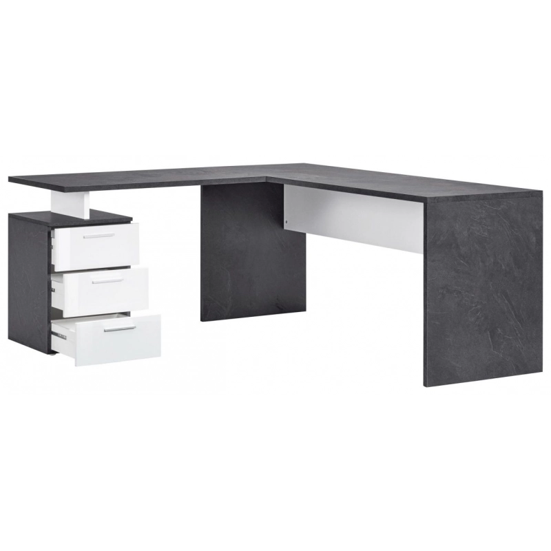 Scrivania ad angolo New Selina – 180x75x60 – Bianco Lucido e Report