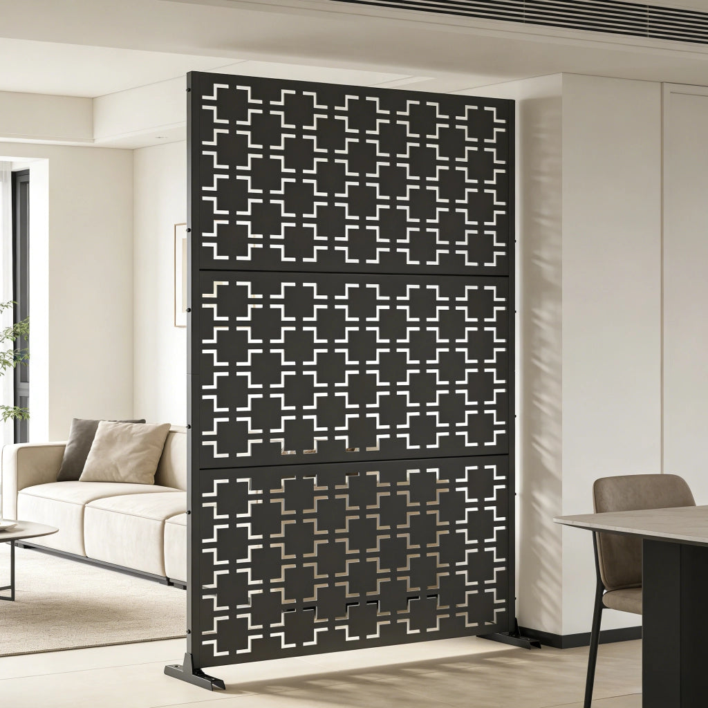Pannello Divisorio Basciano Struttura Traforata in Acciaio 180 x 120 cm - Grigio Antracite casa.pro