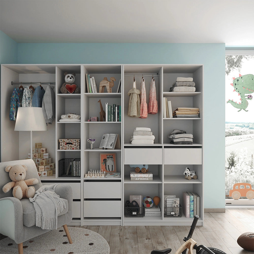 Armadio Elmo Bianco 100 x 200 cm Set di 3 Vicco