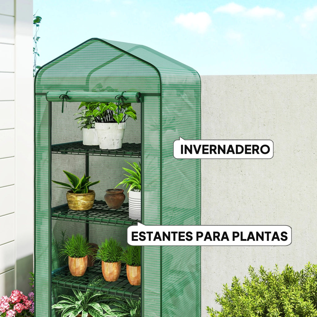 Serra da Giardino con Ripiani e Ruote ¨C zephmum ¨C Verde 69x50x165 cm